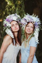 Load image into Gallery viewer, Large Flower Headpiece - Cascading Style Photography Crown - Colours: Peach, Pink, White - Maternity Photoshoot - Luxury Flower Headband (Copy)