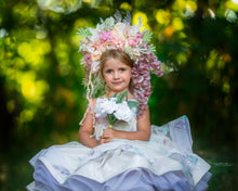 Load image into Gallery viewer, Large Flower Headpiece - Cascading Style Photography Crown - Colours: Peach, Pink, White - Maternity Photoshoot - Luxury Flower Headband (Copy)