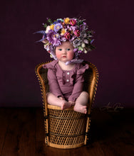Load image into Gallery viewer, Flower Bonnet for 9–24 Months Olds | Handmade Headpiece | Bonnet's Colours: Dusty Mauve, Pink, Gold, White | Photography Prop