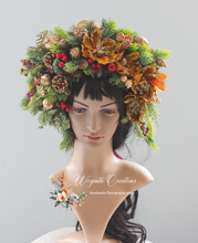 Load image into Gallery viewer, Artificial Christmas Floral Crown – Photography Prop for Adults and Older Children