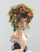 Load image into Gallery viewer, Artificial Christmas Floral Crown – Photography Prop for Adults and Older Children