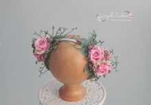Load image into Gallery viewer, Flower Headband | Toddler to Older Children | Pink, Green | Photography Prop | Posing Headpiece | Flower Halo