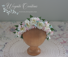 Load image into Gallery viewer, Flower Headband | Toddler to Older Children, Adult | White, Cream, Pink Colour | Photography Prop | Posing Headpiece | Cherry Blossom Flower Halo