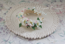 Load image into Gallery viewer, Flower Headband | Toddler to Older Children, Adult | White, Cream, Pink Colour | Photography Prop | Posing Headpiece | Cherry Blossom Flower Halo