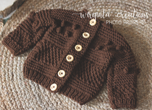 Load image into Gallery viewer, Handmade Four Piece Brown Knit Outfit Set for 6-12 Months Old. Photography Prop