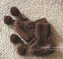 Load image into Gallery viewer, Handmade Four Piece Brown Knit Outfit Set for 6-12 Months Old. Photography Prop