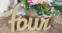 Load image into Gallery viewer, Curved Wooden Letters Two, Three or Four | Golden Colour | Free-Standing Word | Unique Photography Prop | Room Decor | Birthday Decoration