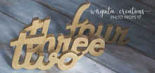 Load image into Gallery viewer, Curved Wooden Letters Two, Three or Four | Golden Colour | Free-Standing Word | Unique Photography Prop | Room Decor | Birthday Decoration