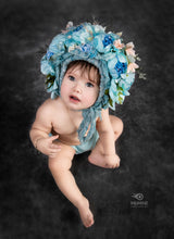 Load image into Gallery viewer, Flower Bonnet for 9–24 Months Olds | Handmade Headpiece | Bonnet's Colours: Dusty Mauve, Pink, Gold, White | Photography Prop