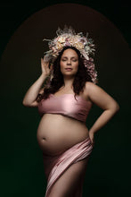 Load image into Gallery viewer, Large Flower Headpiece - Cascading Style Photography Crown - Colours: Peach, Pink, Cream - Maternity Photoshoot - Luxury Flower Headband