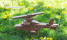 Load image into Gallery viewer, Natural Wooden Toy Helicopter: Perfect for Photoshoots and Home Decor - Handmade