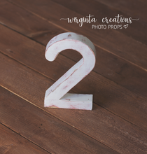 Load image into Gallery viewer, Handcrafted Wooden Number 2 for Cake Smash Photography and Baby 2nd Birthday Prop | Made to order