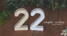 Load image into Gallery viewer, Handcrafted Wooden Number 2 for Cake Smash Photography and Baby 2nd Birthday Prop | Made to order