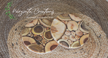 Load image into Gallery viewer, Handmade Juniper Wood Tray - Natural & Decorative Presentation coasters for Coffee, Candles, and More - Rustic and Elegant Design Options - 18cm Diameter