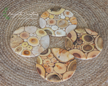 Load image into Gallery viewer, Handmade Juniper Wood Tray - Natural & Decorative Presentation coasters for Coffee, Candles, and More - Rustic and Elegant Design Options - 18cm Diameter