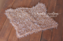 Load image into Gallery viewer, Blanket/layer. Bump blanket. Knitted. Light brown. Fuzzy, fluffy. Photo prop. Ready to send