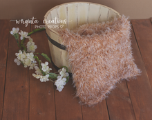 Load image into Gallery viewer, Blanket/layer. Bump blanket. Knitted. Light brown. Fuzzy, fluffy. Photo prop. Ready to send