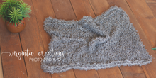 Load image into Gallery viewer, Blanket/layer. Bump blanket. Knitted. Light grey. Fuzzy, fluffy. Photo prop. Ready to send