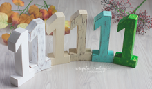 Load image into Gallery viewer, Handmade Wooden Number 1 Photography Prop - Natural Wood Birthday Decoration - Available in Distressed & Plain Finishes – Made-to-Order
