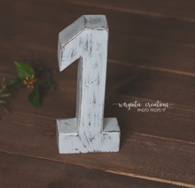 Load image into Gallery viewer, Handmade Wooden Number 1 Photography Prop - Natural Wood Birthday Decoration - Available in Distressed & Plain Finishes – Made-to-Order