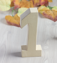 Load image into Gallery viewer, Handmade Wooden Number 1 Photography Prop - Natural Wood Birthday Decoration - Available in Distressed & Plain Finishes – Made-to-Order