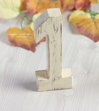 Load image into Gallery viewer, Handmade Wooden Number 1 Photography Prop - Natural Wood Birthday Decoration - Available in Distressed & Plain Finishes – Made-to-Order