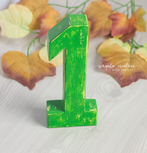 Load image into Gallery viewer, Handmade Wooden Number 1 Photography Prop - Natural Wood Birthday Decoration - Available in Distressed & Plain Finishes – Made-to-Order