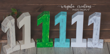 Load image into Gallery viewer, Handmade Wooden Number 1 Photography Prop - Natural Wood Birthday Decoration - Available in Distressed & Plain Finishes – Made-to-Order