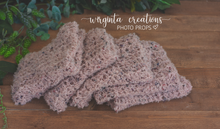 Load image into Gallery viewer, Handmade chunky knitted blanket/layer. Mauve/dusky pink. Photography prop. Ready to send