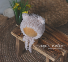 Load image into Gallery viewer, Pale blush pink teddy bear bonnet