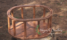 Load image into Gallery viewer, Handcrafted Wooden Oval Crib. Brown Distressed Design or Solid Brown Colour. Made-to-order
