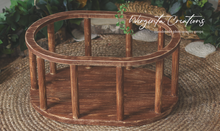 Load image into Gallery viewer, Handcrafted Wooden Oval Crib. Brown Distressed Design or Solid Brown Colour. Made-to-order
