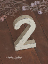 Load image into Gallery viewer, Handcrafted Wooden Number 2 for Cake Smash Photography and Baby 2nd Birthday Prop | Made to order