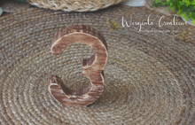 Load image into Gallery viewer, Free-Standing Distressed Wooden Number 3 Prop for Baby's 3rd Birthday Photography and Cake Smash - Made to order