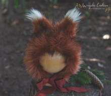 Load image into Gallery viewer, Adorable Tattered/Ruffle Style Baby Fox Bonnet - Burnt Orange - 12-24 Months - Photo Prop