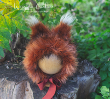 Load image into Gallery viewer, Adorable Tattered/Ruffle Style Baby Fox Bonnet - Burnt Orange - 12-24 Months - Photo Prop