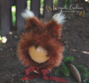 Adorable Tattered/Ruffle Style Baby Fox Bonnet - Burnt Orange - 12-24 Months - Photo Prop