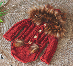 Burnt Orange Hooded Fox Photography Prop Outfit | 9-18 Months