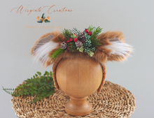 Load image into Gallery viewer, Festive Fawn, Deer, Woodlands Headband - Handmade Christmas Photography Headpiece with Berries &amp; Bits
