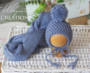 Wrap and Bonnet Set - Newborn - Denim Blue Colour - Handmade - Ready to Send - Photography Prop