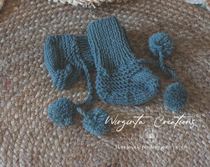 Handmade Four Piece Teal Knit Outfit Set for 12-24 Months Old. Photography Prop