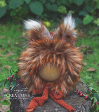 Load image into Gallery viewer, Handmade Tattered/Ruffle Style Baby Fox Bonnet | Burnt Orange | Decorated with Faux Fur | For 9-24 Months | Photo Prop