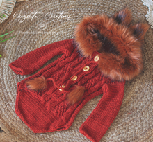 Load image into Gallery viewer, Burnt Orange Hooded Fox Photography Prop Outfit | 9-18 Months
