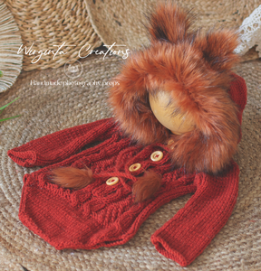 Burnt Orange Hooded Fox Photography Prop Outfit | 9-18 Months