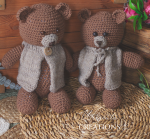 Handmade Knitted Teddy Bear Toy – Perfect Photo Prop & Nursery Decor