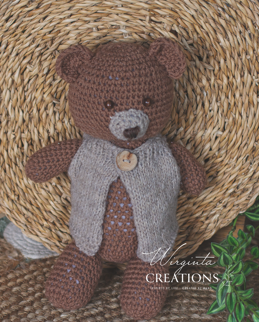 Handmade Knitted Teddy Bear Toy – Perfect Photo Prop & Nursery Decor