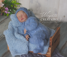 Load image into Gallery viewer, Knitted Newborn Photography Prop Set - Light Blue Pillow and Layer (50x40cm) - Handmade Posing Accessories