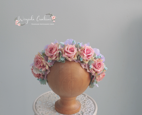 Flower Headband | Toddler to Older Children | Pink, Mint Colours | Photography Prop | Posing Headpiece | Flower Halo
