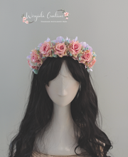 Load image into Gallery viewer, Flower Headband | Toddler to Older Children | Pink, Mint Colours | Photography Prop | Posing Headpiece | Flower Halo