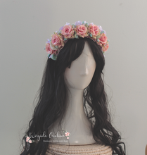 Load image into Gallery viewer, Flower Headband | Toddler to Older Children | Pink, Mint Colours | Photography Prop | Posing Headpiece | Flower Halo